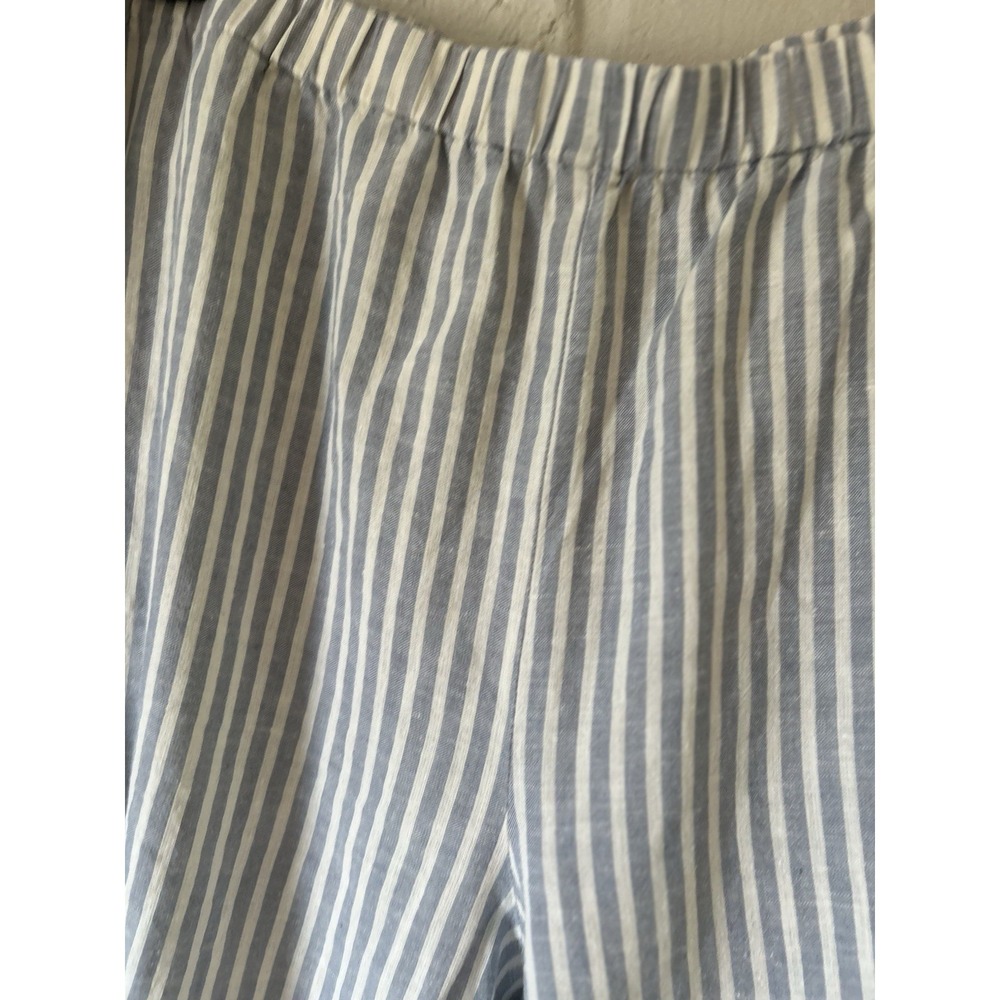 Eileen Fisher Women's Blue White Striped Hemp Organic Cotton Pull-On Pants XL - Picture 2 of 10